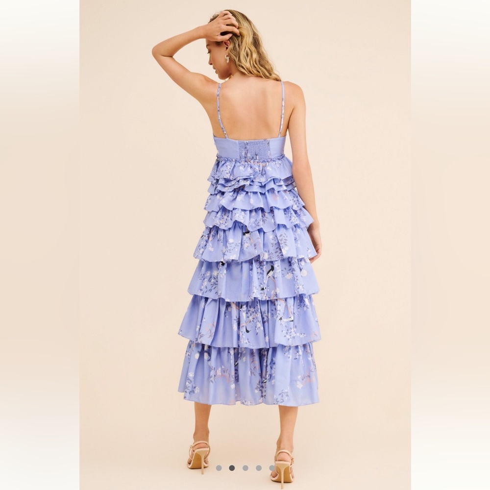 Geisha Designs Sleeveless Floral ruffle Tiered Midi Dress xs - Picture 2 of 6